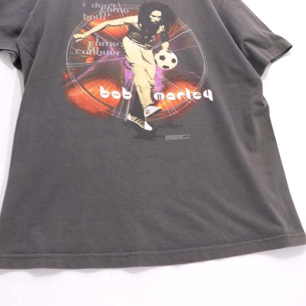ZION ROOTSWEAR 2002 | BOB MARLEY "Soccer" Printed T-Shirt Made in USA "Gray"