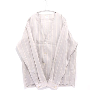 EDIFICE 24SS | Rayon/Linen Pattern No-Collar Shirt "Stripe" (24-011-300-1015-1-0)