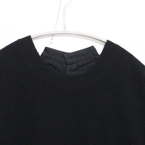 sacai 17AW | Back Pleated Hybrid Knit Pullover "Black" (17-03322)