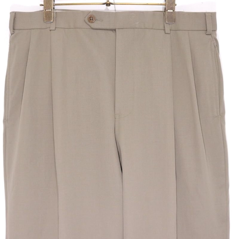 00s Vintage Brooks Brothers | 2-Tuck Wool Serge Trousers "Olive" (Double Hem)