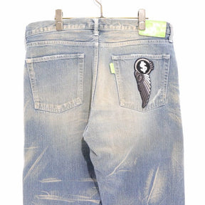 SWAGGER | Damage Denim Pants "Indian & Dollar" Embroidery (SWGPTS-271)