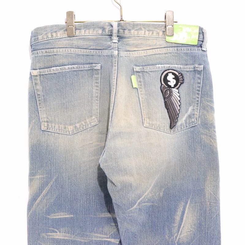 SWAGGER | Damage Denim Pants "Indian & Dollar" Embroidery (SWGPTS-271)