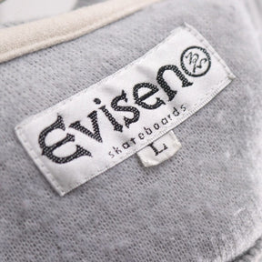 Evisen Skateboards 21AW | "E" Patchwork Boa Fleece Crewneck - Grey / White
