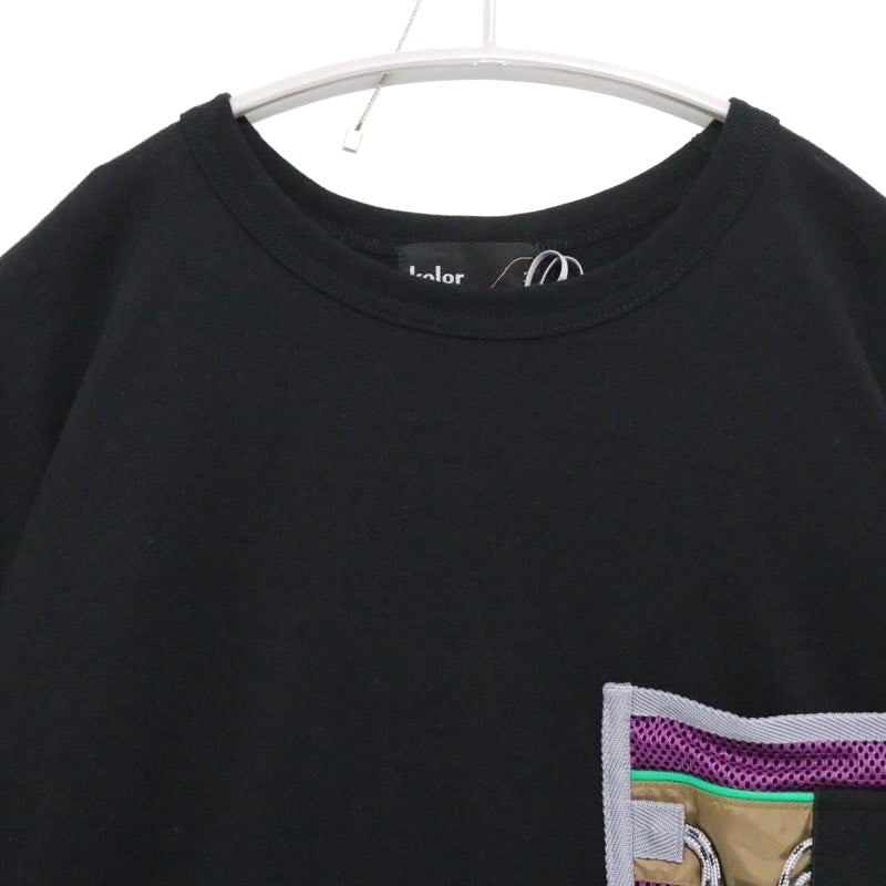 kolor 24SS | CASBA Mesh Pocket Crew Neck Tee "Black" (24SCM-T26219S)
