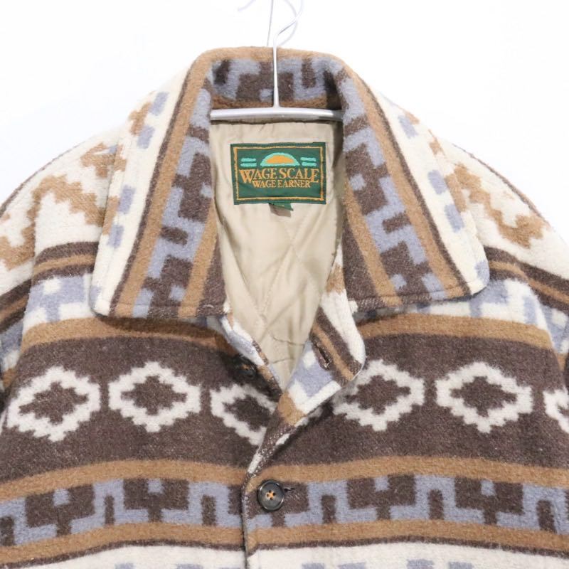 WAGE SCALE | Native Pattern Insulated Wool Jacket "Brown/Multi"