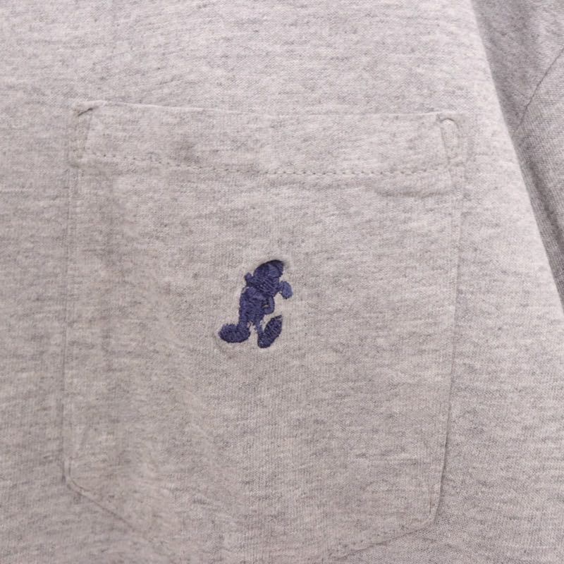 90s Vintage Disney | Mickey Silhouette Embroidery Pocket T-Shirt "Grey"Made in USA