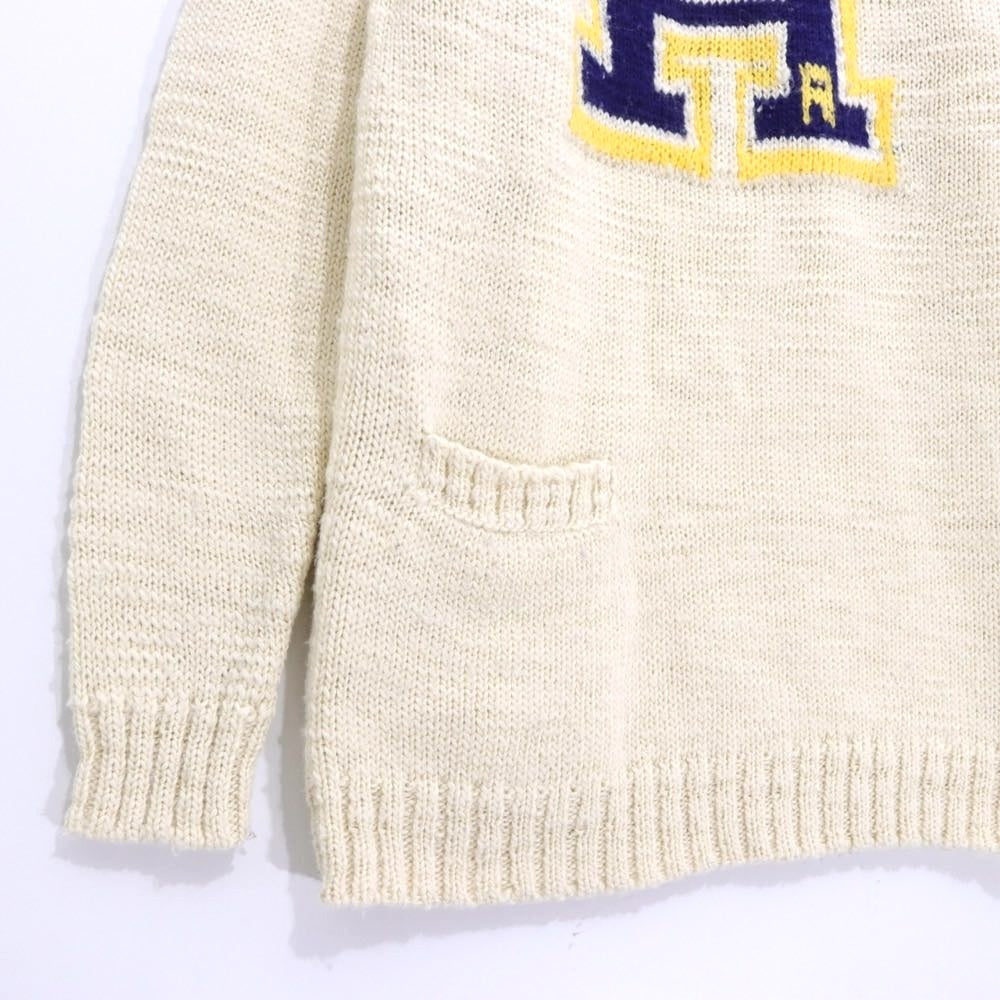 H.R.MARKET 19AW | Wool Acrylic Velvet Slub H Lettered Sweater "[Natural]" (700078-571)