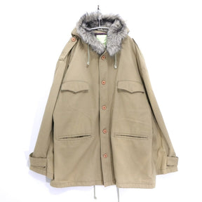 SWAGGER | Military fur-hooded mid-length coat "Beige" (SWGJKT-264)