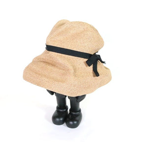 mature ha. | BOXED HAT 11cm brim grosgrain ribbon "Natural×Black" (MBOX-101)