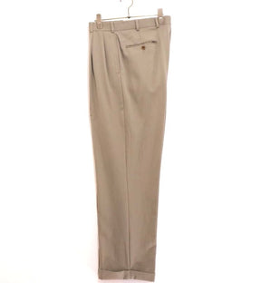 00s Vintage Brooks Brothers | 2-Tuck Wool Serge Trousers "Olive" (Double Hem)