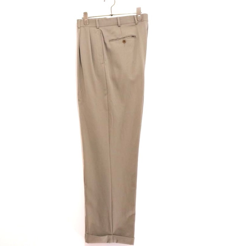 00s Vintage Brooks Brothers | 2-Tuck Wool Serge Trousers "Olive" (Double Hem)