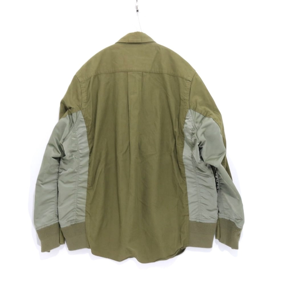 sacai 20SS | Nylon Twill x Cotton Shirt "Olive" (20-02357M)