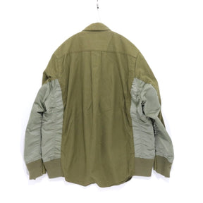 sacai 20SS | Nylon Twill x Cotton Shirt "Olive" (20-02357M)
