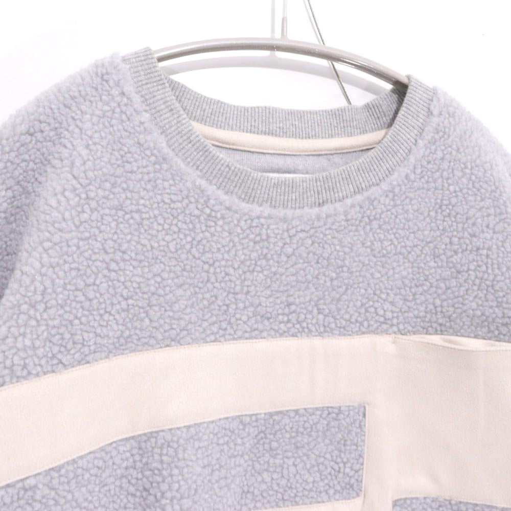 Evisen Skateboards 21AW | "E" Patchwork Boa Fleece Crewneck - Grey / White