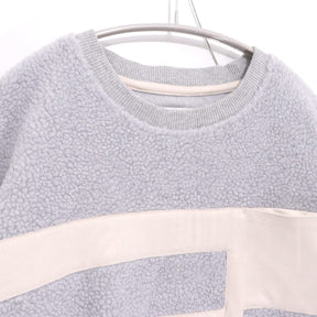 Evisen Skateboards 21AW | "E" Patchwork Boa Fleece Crewneck - Grey / White