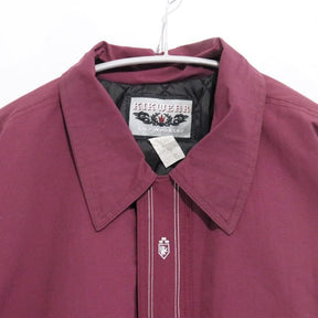 KIKWEAR 90s | Made in USA Insulated Nylon Jacket "Burgundy" (Double Zip)