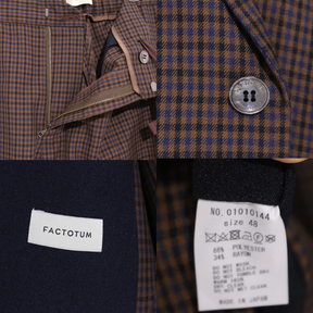 FACTOTUM 22SS | Check Pattern Uncon Tailored Set-up "Brown/Blue" (01010144/01050144)