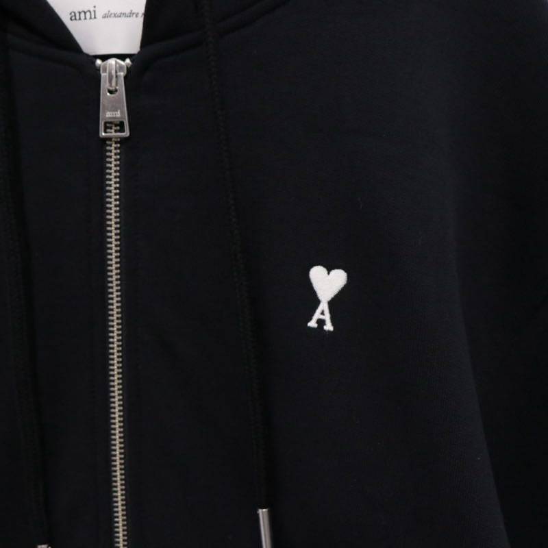 AMI PARIS | Ami de Coeur Zipped Hoodie "BLACK" (HSW765.730)