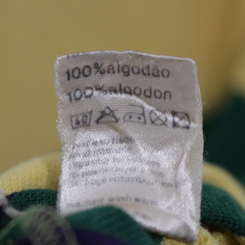 LACOSTE 80s-90s Euro Vintage | French/Euro Border Crewneck T-Shirt "Yellow/Green"
