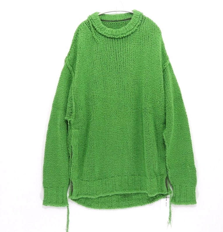 sacai 23SS | Inside-Out Destroyed Cotton Knit Pullover "Green" (23-03015M)