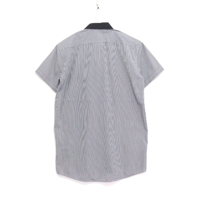 BALMAIN | Gingham S/S Shirt "Tiger Embroidery / Black Collar"