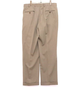 00s Vintage Brooks Brothers | 2-Tuck Wool Serge Trousers "Olive" (Double Hem)