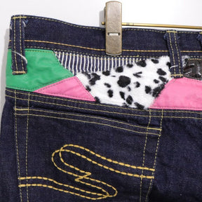 SQUARE | Mixed Material Patchwork Denim Pants "Straight"