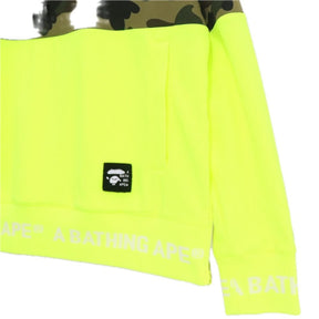 A BATHING APE 18AW | ABC Camo Color Blocked Pullover Hoodie "Green Camo x Neon Yellow" (001PPE301004X)