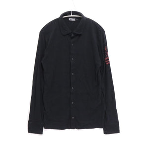 HYSTERIC GLAMOUR 22SS | "Sleeve Logo" L/S Open Polo Shirt "Black" (0221CH01)