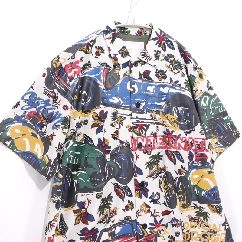 sacai 25ss | Car Race / Tropical Print Shirt "Off White" (25-03651M)