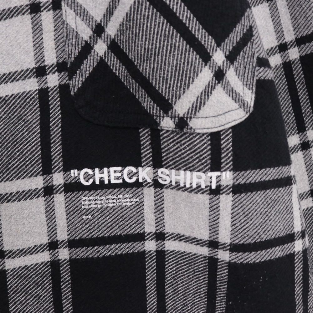 OFF-WHITE 18AW | Back Print Flannel Check Shirt "White/Black" (OMGA060E18A27010)