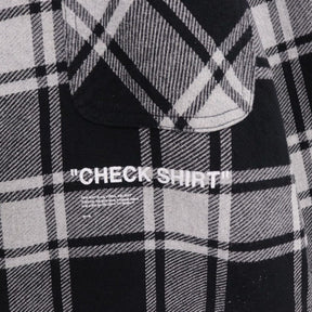 OFF-WHITE 18AW | Back Print Flannel Check Shirt "White/Black" (OMGA060E18A27010)