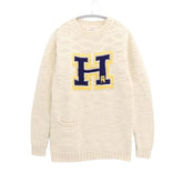 H.R.MARKET 19AW | Wool Acrylic Velvet Slub H Lettered Sweater "[Natural]" (700078-571)