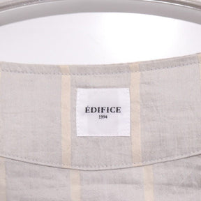 EDIFICE 24SS | Rayon/Linen Pattern No-Collar Shirt "Stripe" (24-011-300-1015-1-0)