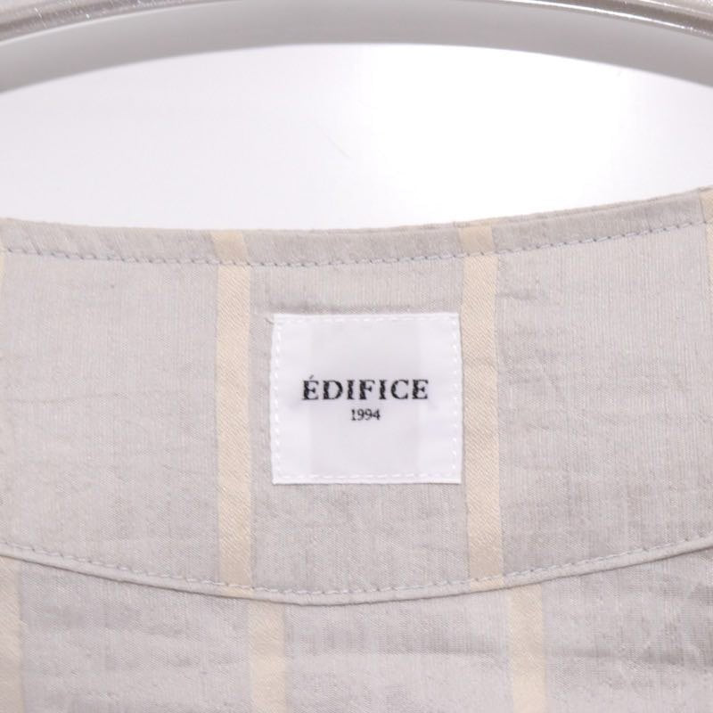 EDIFICE 24SS | Rayon/Linen Pattern No-Collar Shirt "Stripe" (24-011-300-1015-1-0)