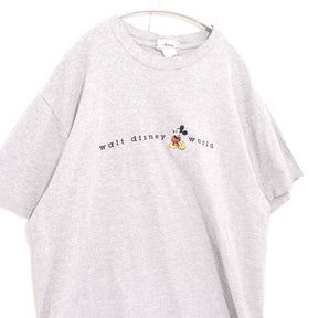 90s Vintage Disney | Walt Disney World Mickey Mouse Embroidery T-Shirt "Grey" Made in USA