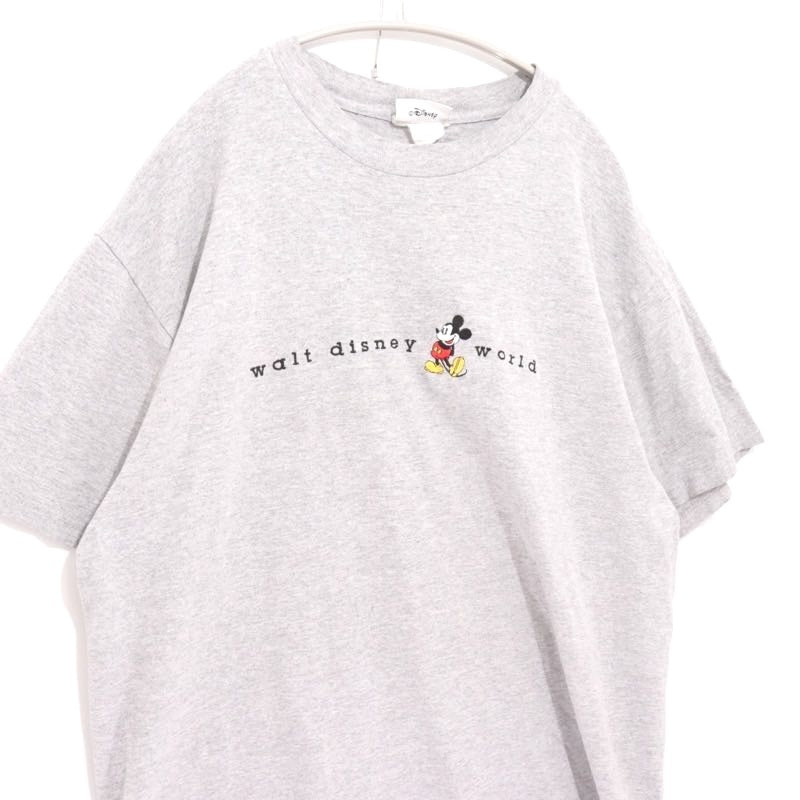 90s Vintage Disney | Walt Disney World Mickey Mouse Embroidery T-Shirt "Grey" Made in USA
