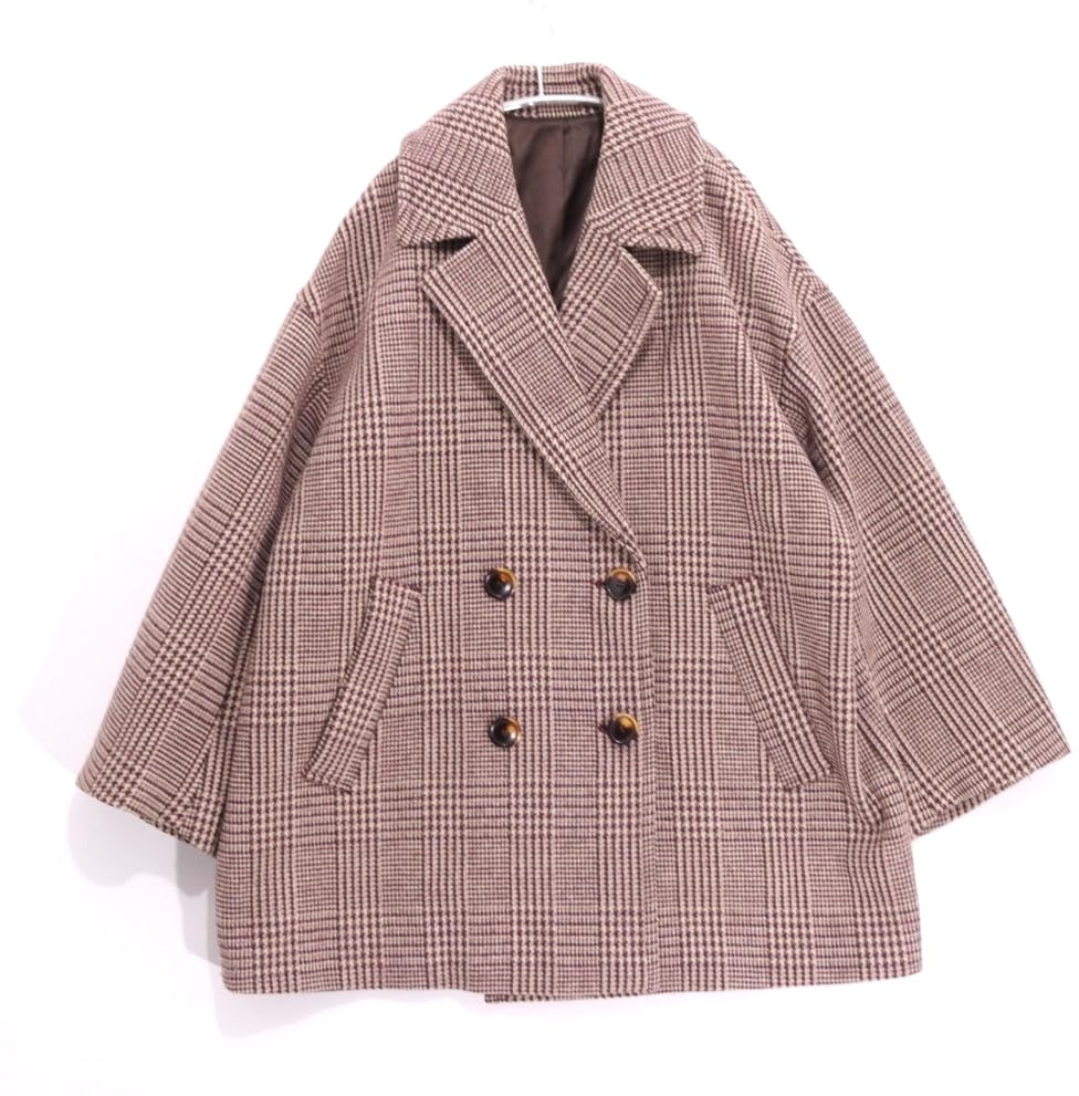 JOURNAL STANDARD relume | Double Collar Check Coat "Brown" (18-020-462-5000-3-0)