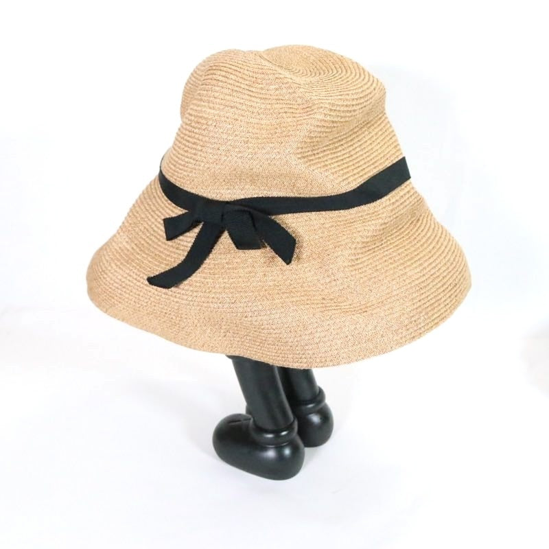 mature ha. | BOXED HAT 11cm brim grosgrain ribbon "Natural×Black" (MBOX-101)