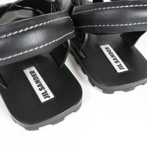 JIL SANDER+ 22SS | Platform Crossover Sandalo "Black / Vacchetta Leather" (J44WP0009)