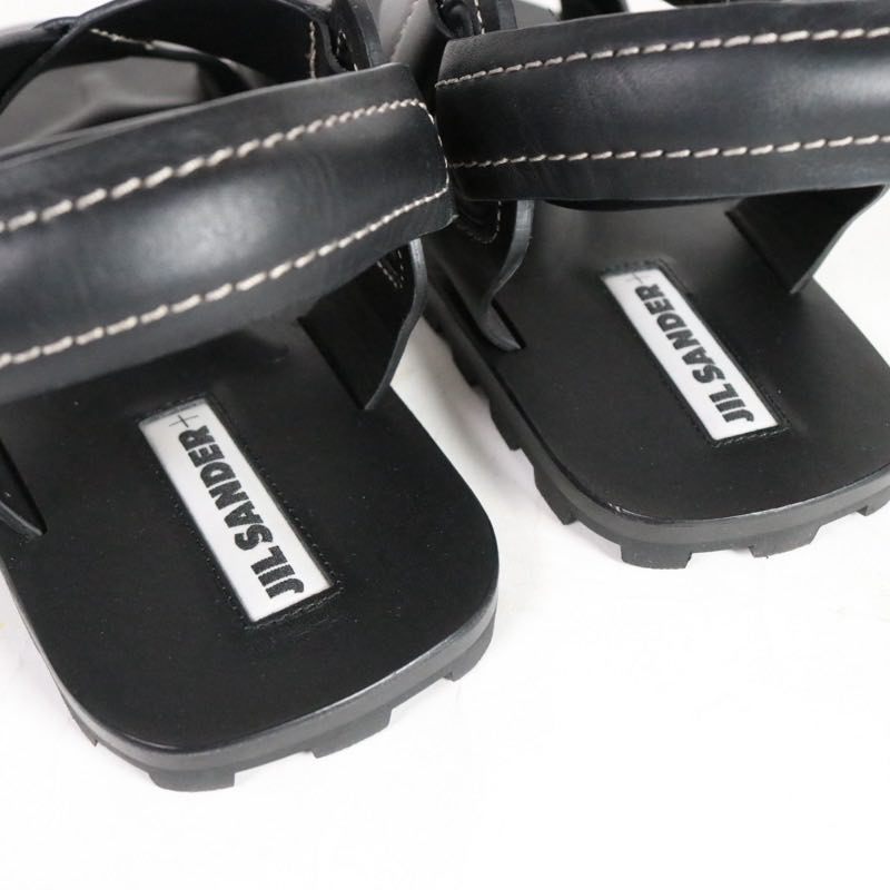JIL SANDER+ 22SS | Platform Crossover Sandalo "Black / Vacchetta Leather" (J44WP0009)