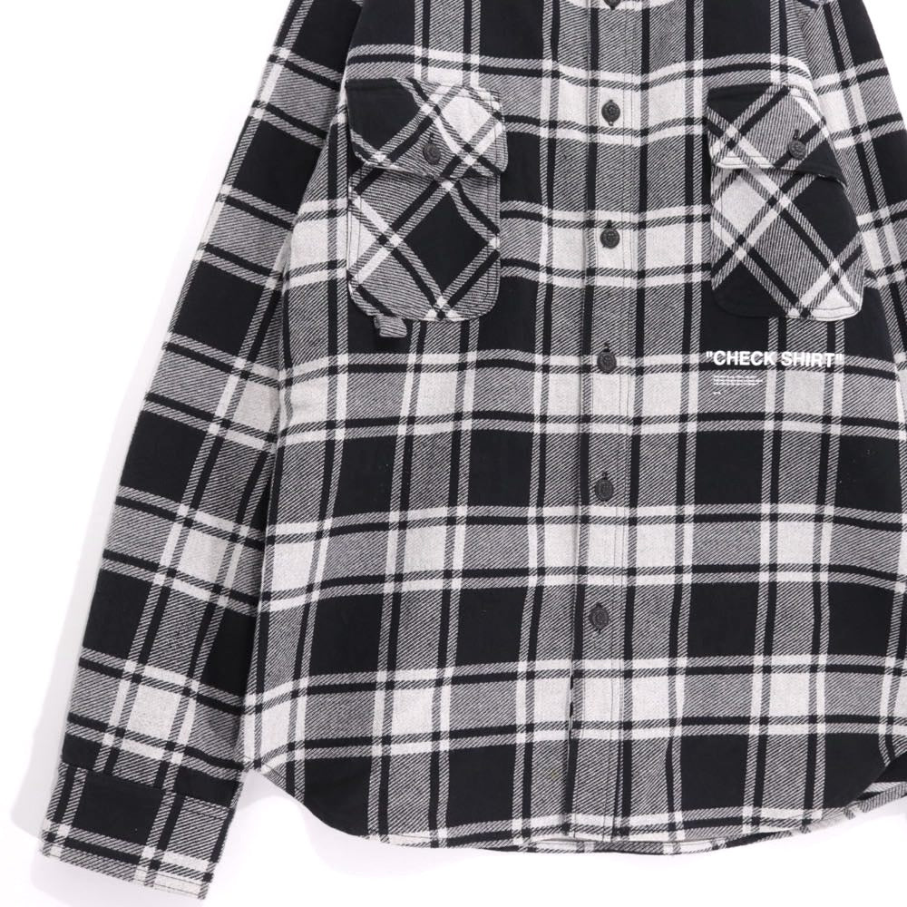 OFF-WHITE 18AW | Back Print Flannel Check Shirt "White/Black" (OMGA060E18A27010)