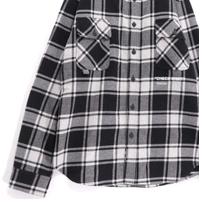 OFF-WHITE 18AW | Back Print Flannel Check Shirt "White/Black" (OMGA060E18A27010)