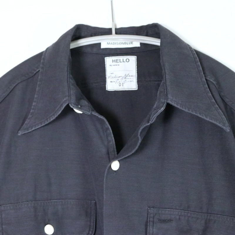 MADISONBLUE 19AW | HAMPTON Back Satin Shirt "Navy / Pearl Button" (MB194-5051PL)