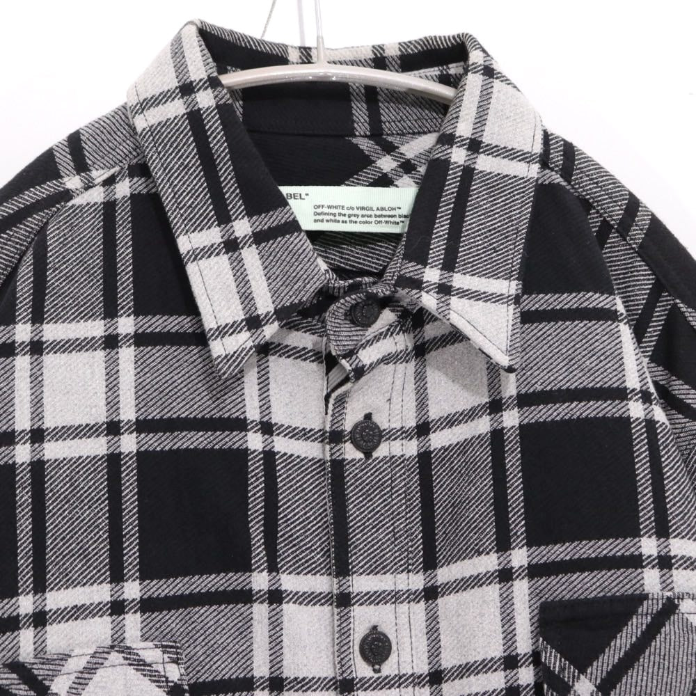 OFF-WHITE 18AW | Back Print Flannel Check Shirt "White/Black" (OMGA060E18A27010)
