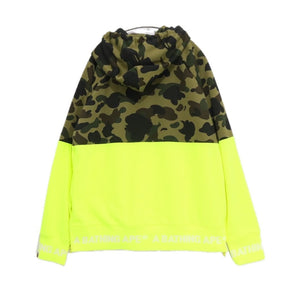A BATHING APE 18AW | ABC Camo Color Blocked Pullover Hoodie "Green Camo x Neon Yellow" (001PPE301004X)