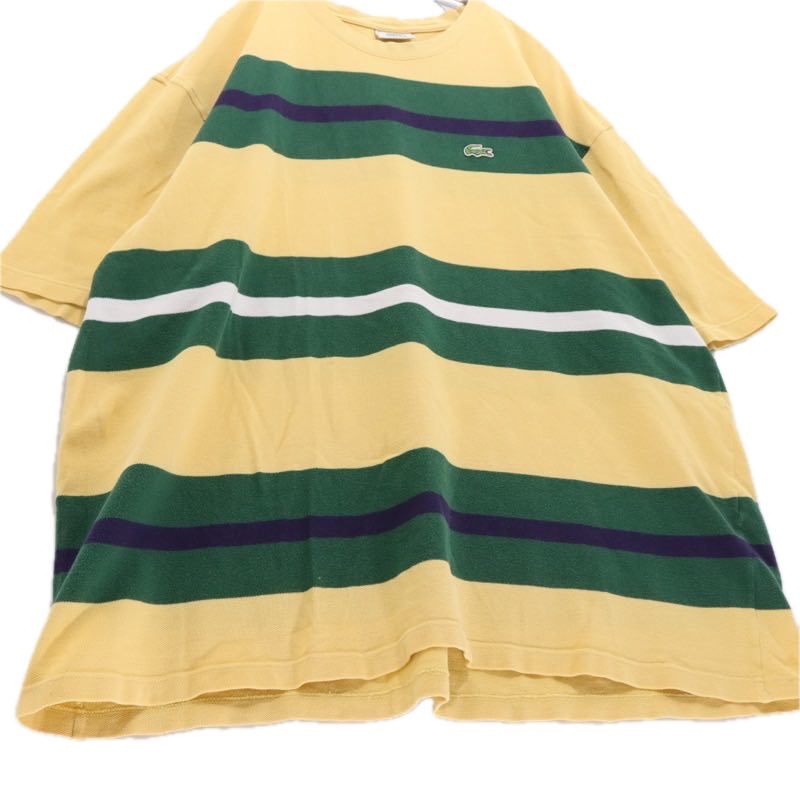 LACOSTE 80s-90s Euro Vintage | French/Euro Border Crewneck T-Shirt "Yellow/Green"