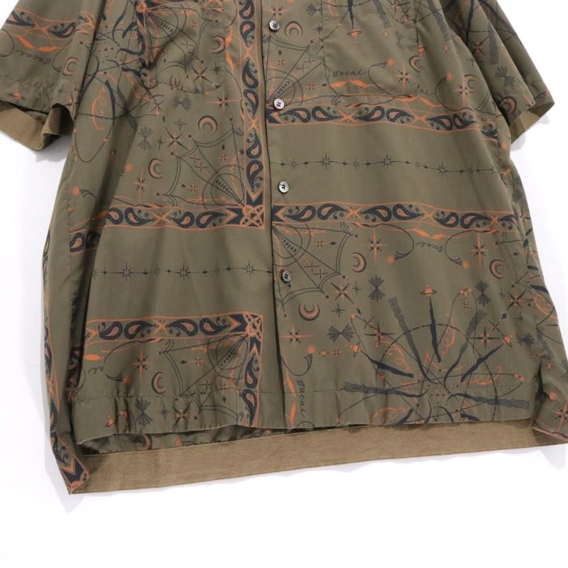 sacai 20AW | Dr. Woo Bandana Print Shirt "Khaki/Orange" (20-02337M)