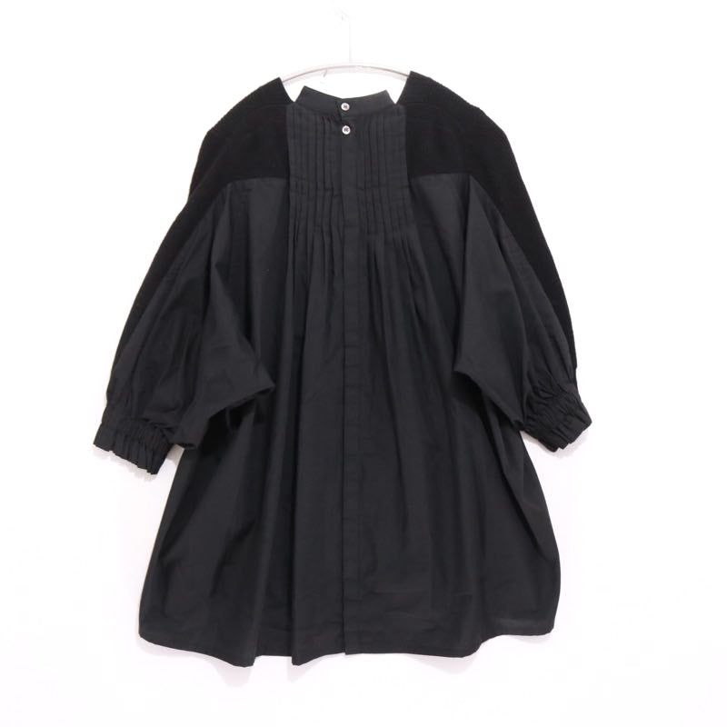 sacai 17AW | Back Pleated Hybrid Knit Pullover "Black" (17-03322)