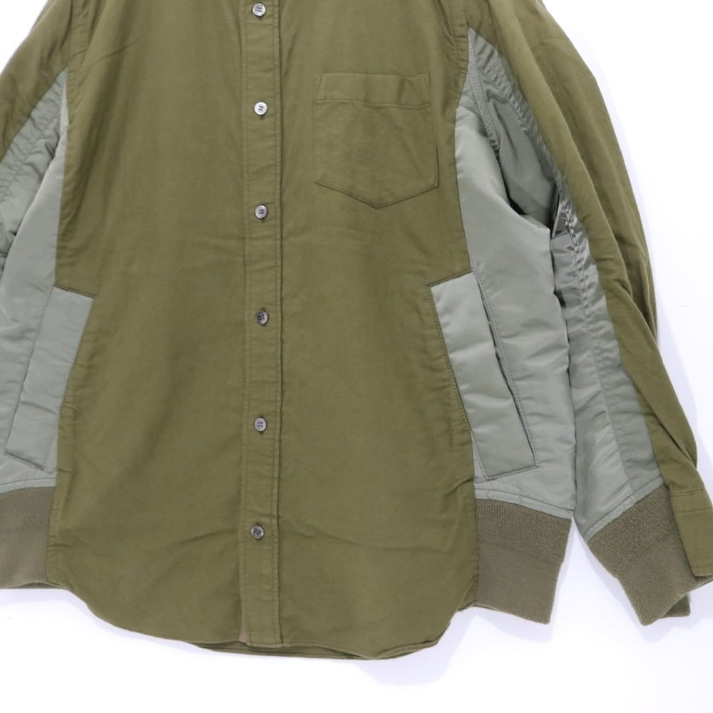 sacai 20SS | Nylon Twill x Cotton Shirt "Olive" (20-02357M)
